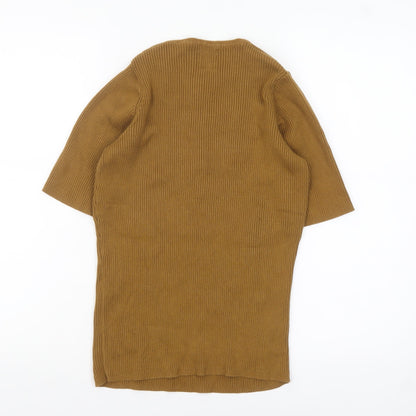 People Tree Women Brown Organic Cotton Henley Jersey Top UK 10