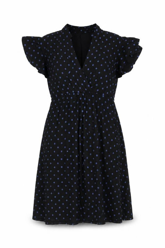 Front view of mamas & papas Women's Black Polka Dot A-Line Dress UK 10