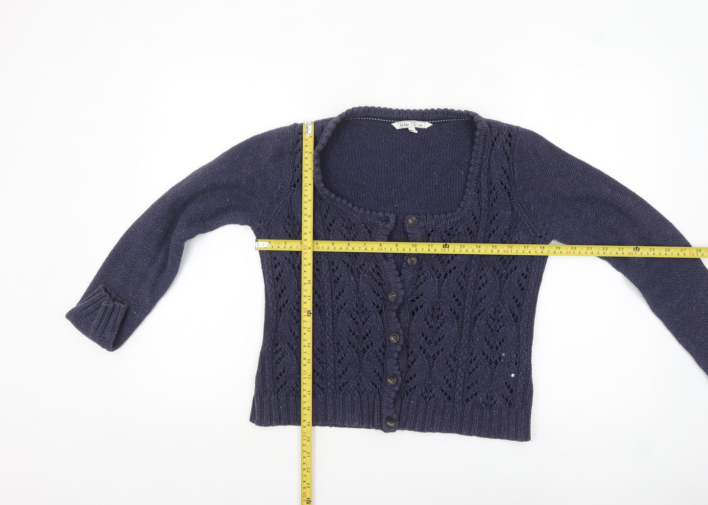 Fat Face Women's Blue Wool Knit Long Sleeve Cardigan Size 14