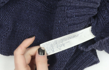 Fat Face Women's Blue Wool Knit Long Sleeve Cardigan Size 14