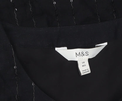 Marks and Spencer Women’s Black Long Sleeve Shift Dress Size 14