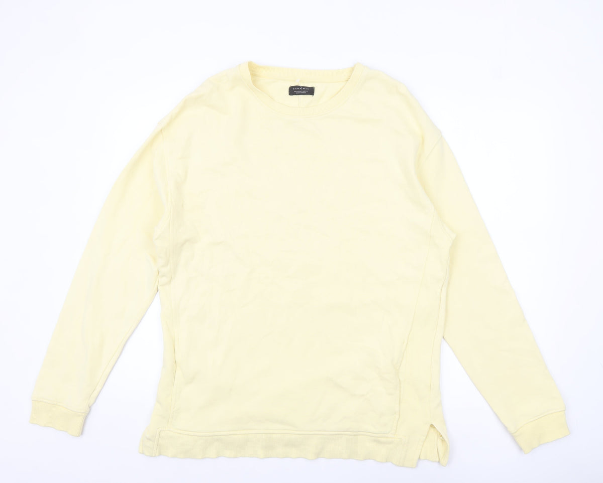 Mens UK Size L Zara Man Yellow Pullover Sweatshirt