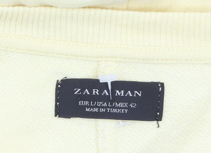Mens UK Size L Zara Man Yellow Pullover Sweatshirt