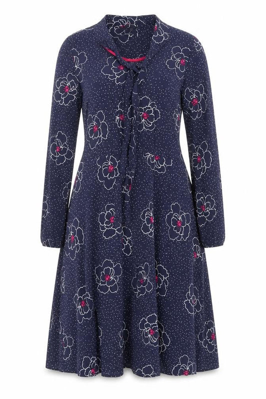 White Stuff Women's Blue Floral A-Line Knee Length Dress UK 10