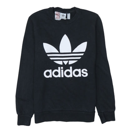 Adidas Boys Black 13-14 Years Pullover Sweatshirt with Trefoil Logo