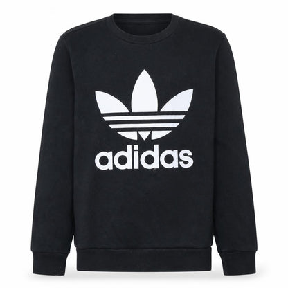 Adidas Boys Black 13-14 Years Pullover Sweatshirt with Trefoil Logo