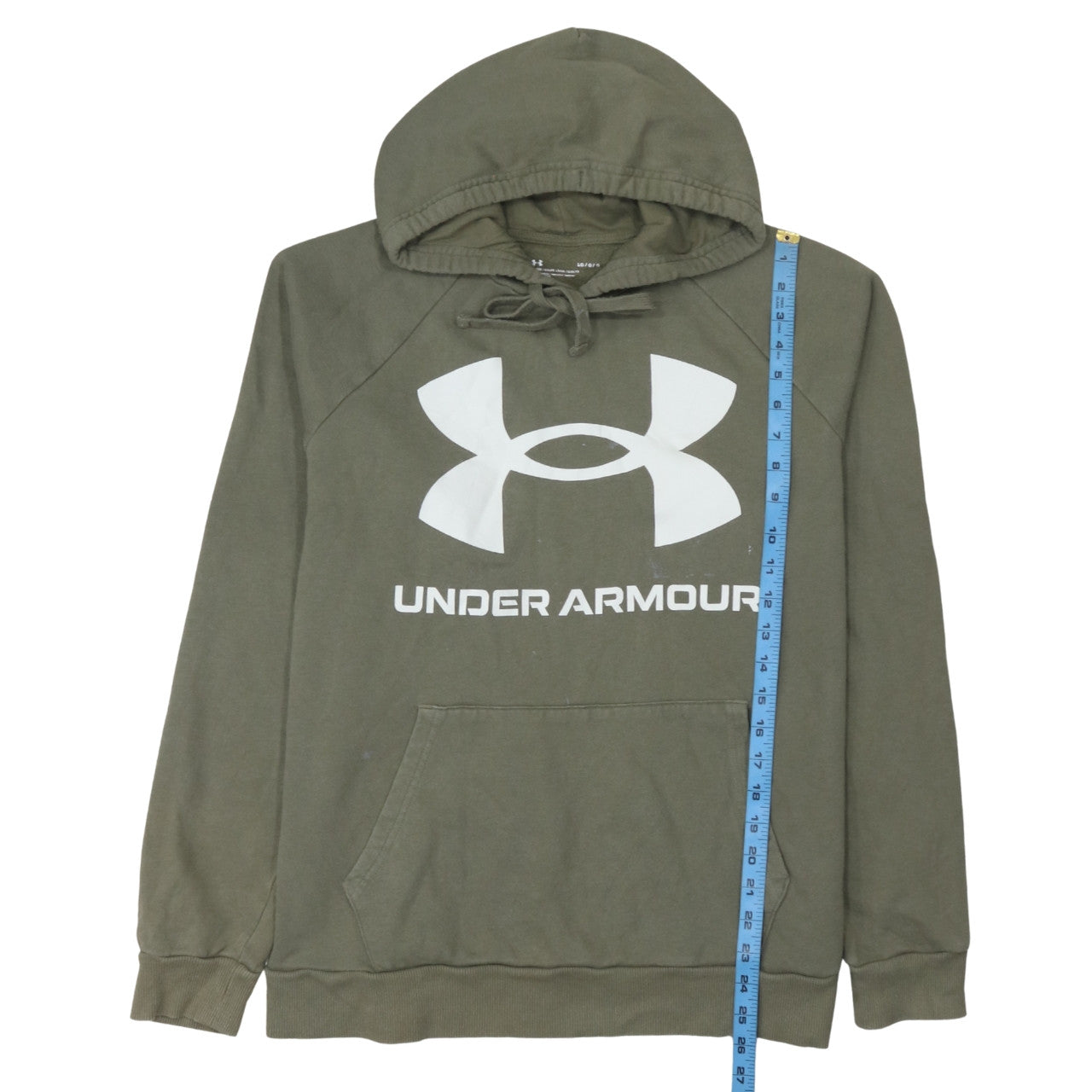 Mens UK Size L Under Armour Green Pullover Hoodie