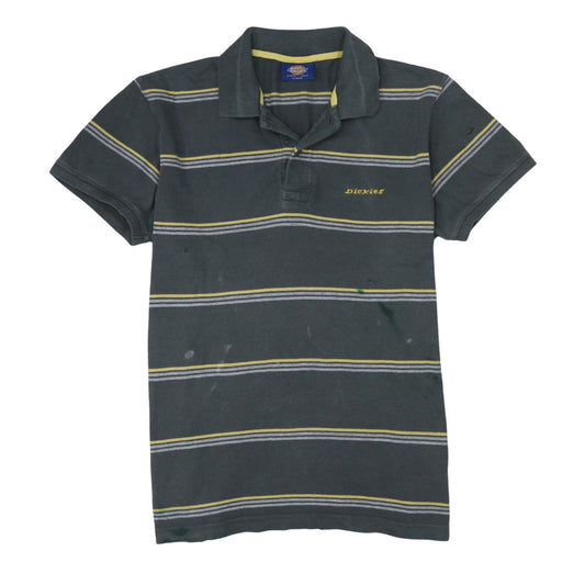 Dickies Men's Grey Striped Cotton Polo Shirt Size L