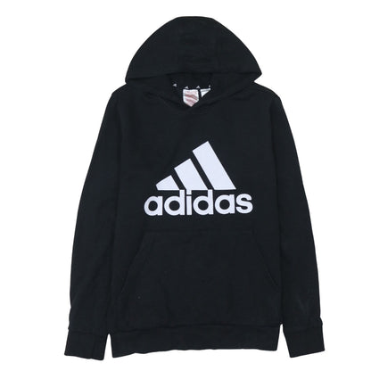 Adidas Boys Black Pullover Hoodie 13-14 Years Regular Fit Graphic Logo