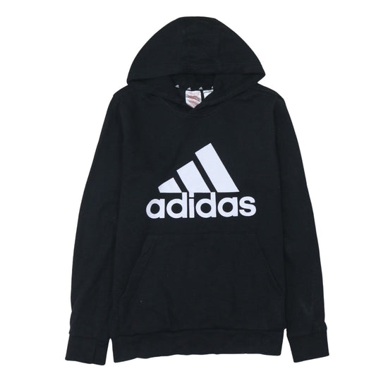 Adidas Boys Black Pullover Hoodie 13-14 Years Regular Fit Graphic Logo
