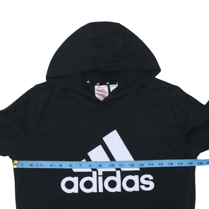 Adidas Boys Black Pullover Hoodie 13-14 Years Regular Fit Graphic Logo