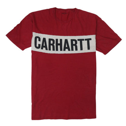 Carhartt Men Red Small Logo Graphic Cotton T-Shirt