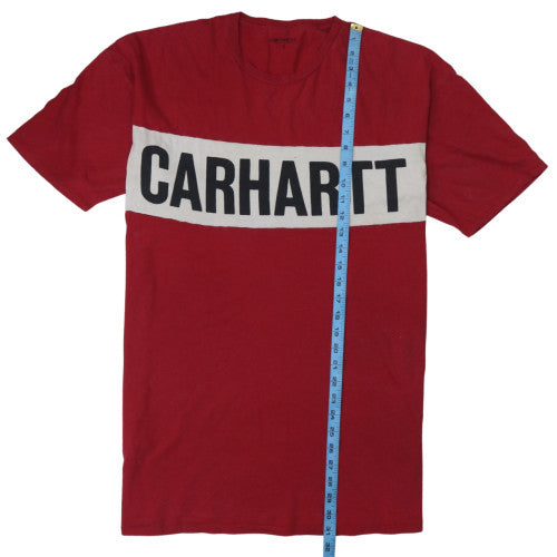 Carhartt Men Red Small Logo Graphic Cotton T-Shirt