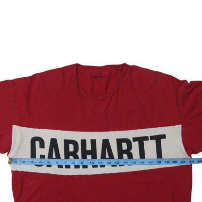 Carhartt Men Red Small Logo Graphic Cotton T-Shirt
