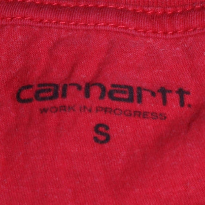 Carhartt Men Red Small Logo Graphic Cotton T-Shirt