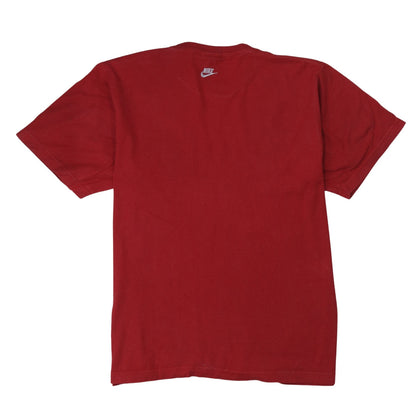 Nike Men Red Graphic Print Crew Neck Cotton T-Shirt Size M