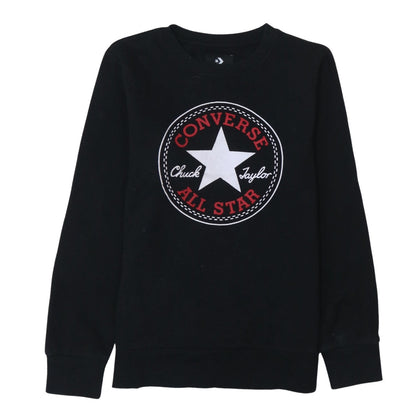 Converse Boys Black Graphic Logo Crew Neck Pullover Sweatshirt 12-13 Years