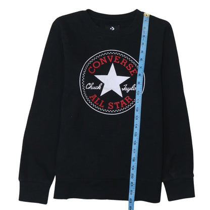 Converse Boys Black Graphic Logo Crew Neck Pullover Sweatshirt 12-13 Years
