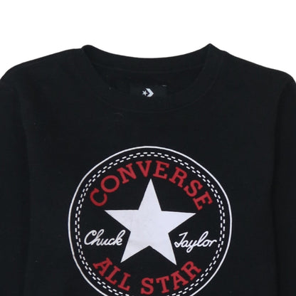 Converse Boys Black Graphic Logo Crew Neck Pullover Sweatshirt 12-13 Years