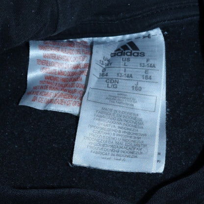 Adidas Boys Black Pullover Hoodie 13-14 Years Fleece Lined Logo Sweatshirt