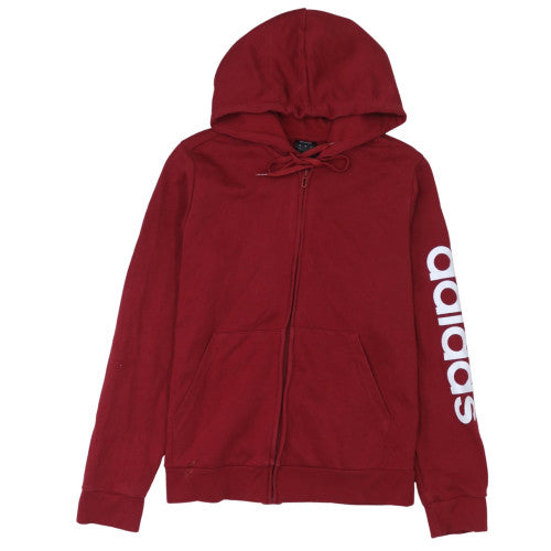 Womens UK Size L Adidas Red Full Zip Hoodie