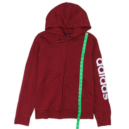 Womens UK Size L Adidas Red Full Zip Hoodie