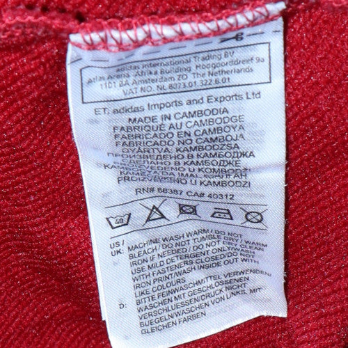 Womens UK Size L Adidas Red Full Zip Hoodie