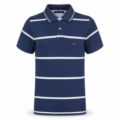 Tommy Hilfiger Men's Blue Slim Fit Striped Polo Shirt Size M