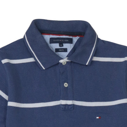 Tommy Hilfiger Men's Blue Slim Fit Striped Polo Shirt Size M
