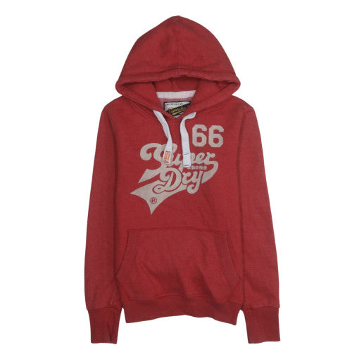Womens UK Size L Superdry Red Pullover Hoodie