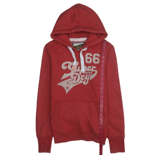 Womens UK Size L Superdry Red Pullover Hoodie