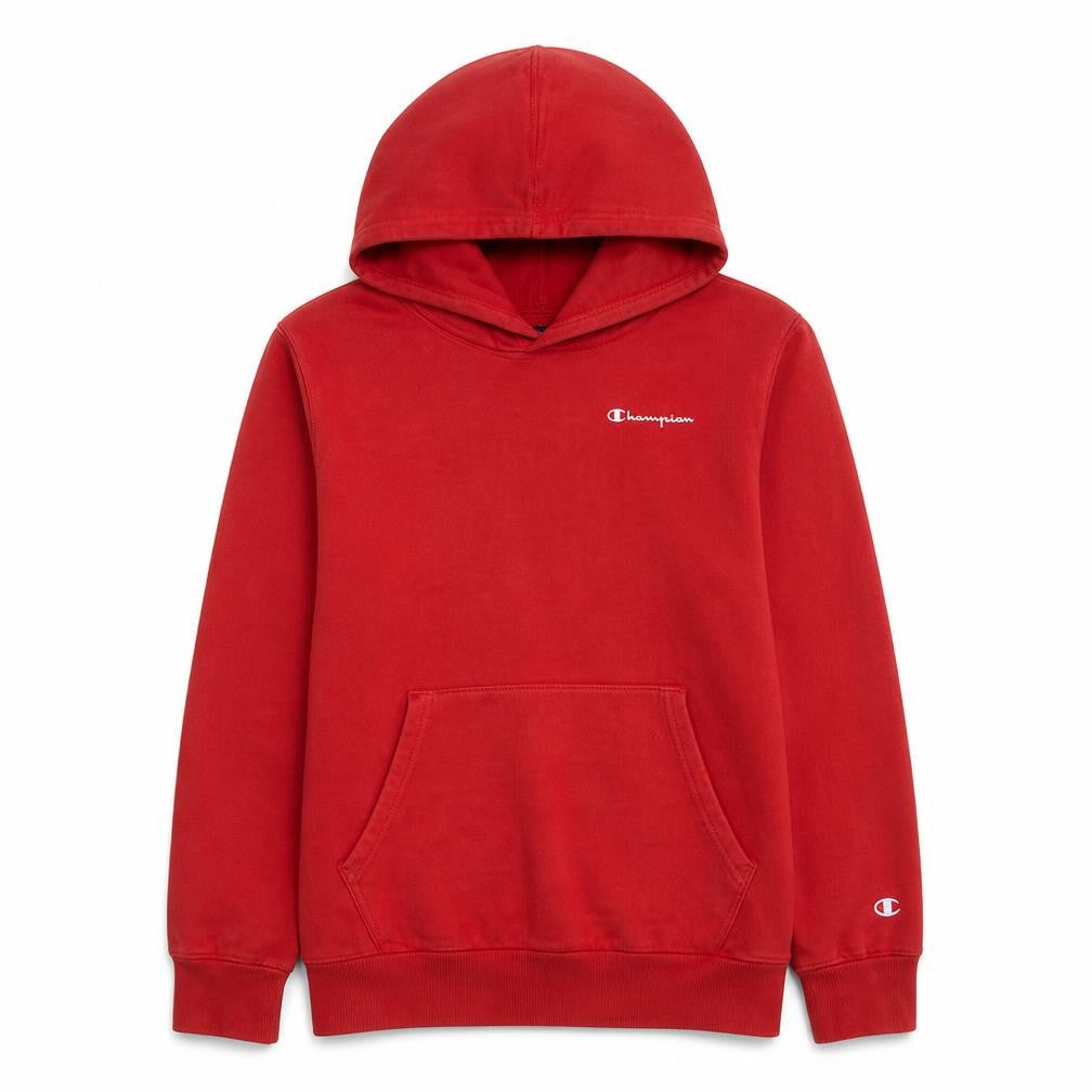 Front view of Champion boys’ red pullover hoodie 13-14 years fleece sweatshirt