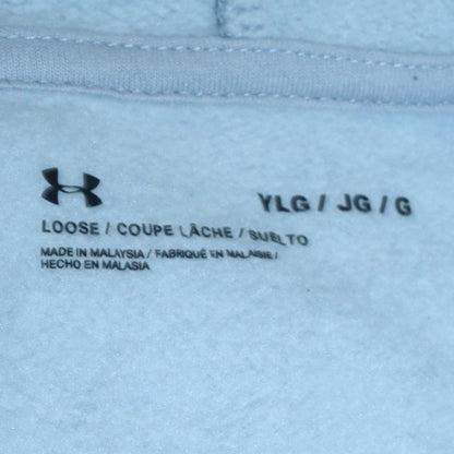 Under Armour Boys Grey Pullover Hoodie Size 158 Loose Fit Cotton Blend