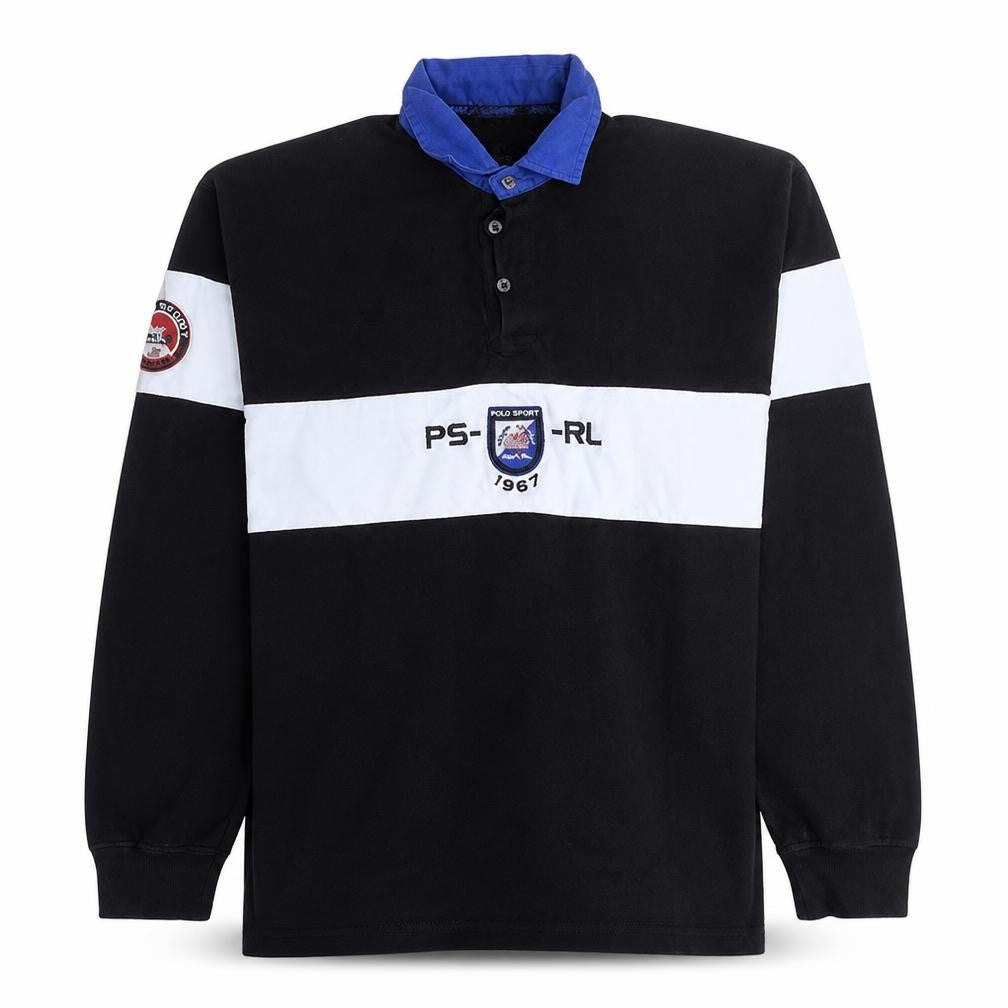 Mens UK Size XL Polo Sport Ralph Lauren Black Henley Sweatshirt