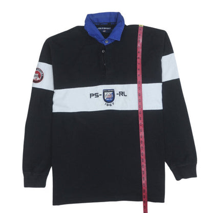 Mens UK Size XL Polo Sport Ralph Lauren Black Henley Sweatshirt