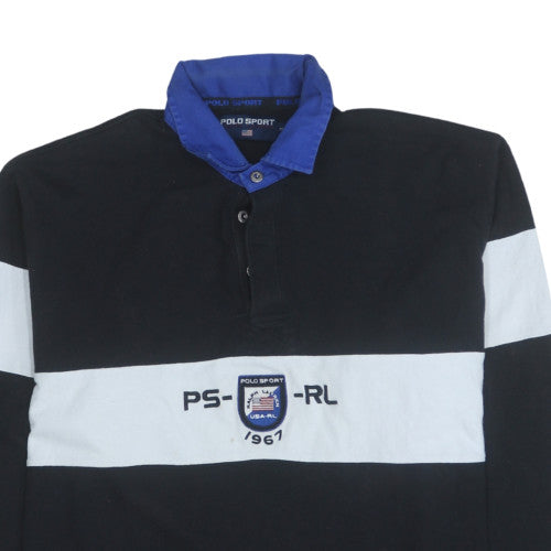 Mens UK Size XL Polo Sport Ralph Lauren Black Henley Sweatshirt