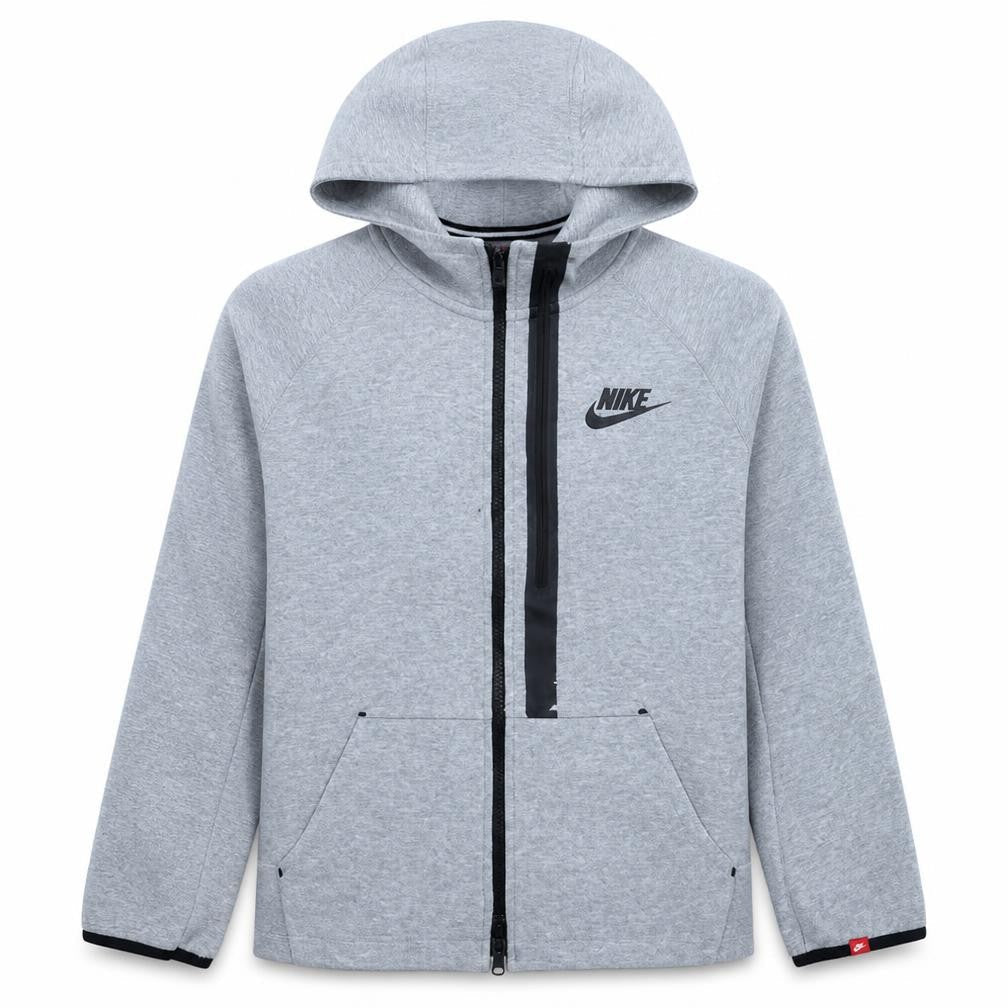Front view of Nike boys’ grey full zip hoodie xl 13-15 years fleece hooded sweatshirt