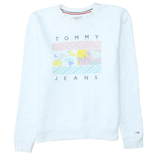 Womens UK Size M Tommy Jeans White Pullover Sweatshirt