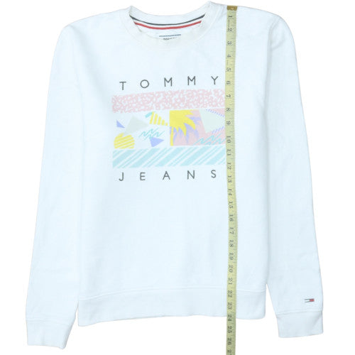 Womens UK Size M Tommy Jeans White Pullover Sweatshirt