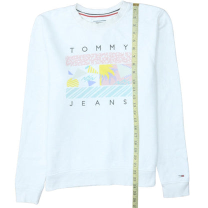 Womens UK Size M Tommy Jeans White Pullover Sweatshirt