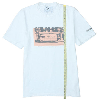 Adidas Men's White Retro Beach Graphic Crew Neck Cotton T-Shirt M