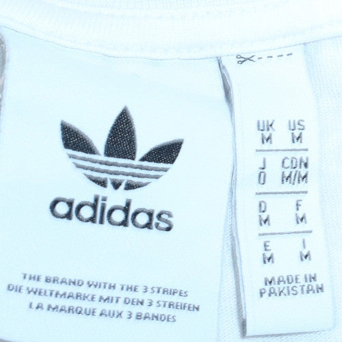 Adidas Men's White Retro Beach Graphic Crew Neck Cotton T-Shirt M