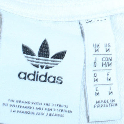 Adidas Men's White Retro Beach Graphic Crew Neck Cotton T-Shirt M
