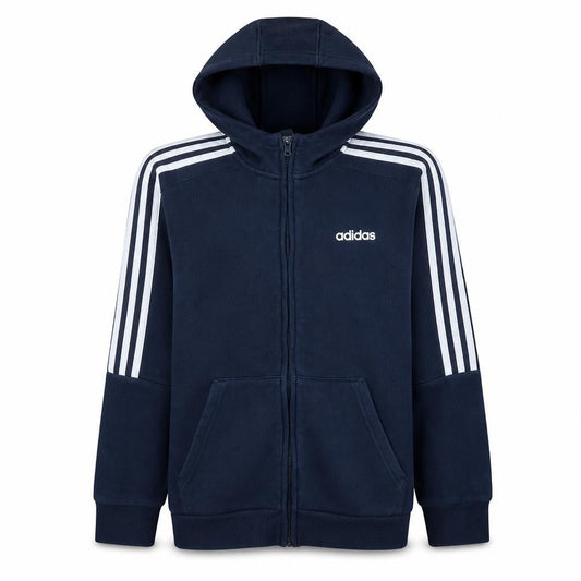 Front view of Adidas boys’ navy full zip hoodie 13-14 years classic fleece sweatshirt