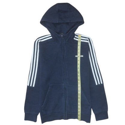 Adidas Boys Navy Full Zip Hoodie 13-14 Years Classic Fleece Sweatshirt