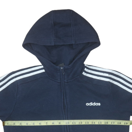 Adidas Boys Navy Full Zip Hoodie 13-14 Years Classic Fleece Sweatshirt