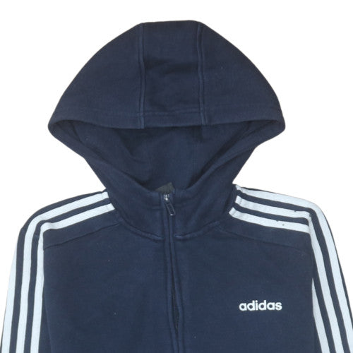 Adidas Boys Navy Full Zip Hoodie 13-14 Years Classic Fleece Sweatshirt