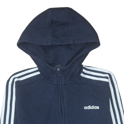 Adidas Boys Navy Full Zip Hoodie 13-14 Years Classic Fleece Sweatshirt