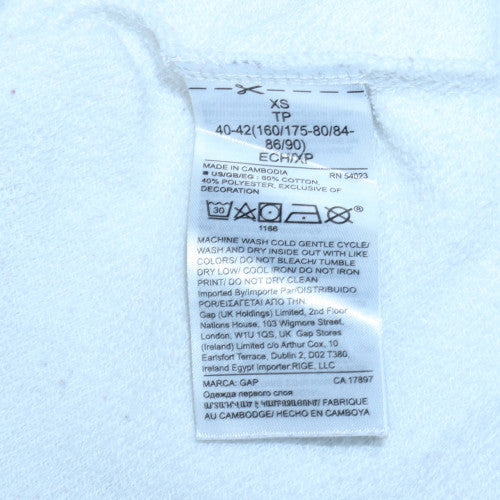 Mens UK Size XS GAP White Pullover Sweatshirt