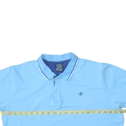 Champion Men's Blue Short Sleeve Polo Shirt Medium Cotton Classic Fit